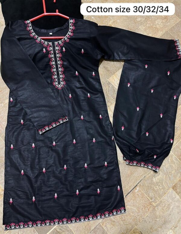 2Pcs Front Neck,Border Embroidered Shirt With Emb Trouser Kids 2Pcs - Image 13