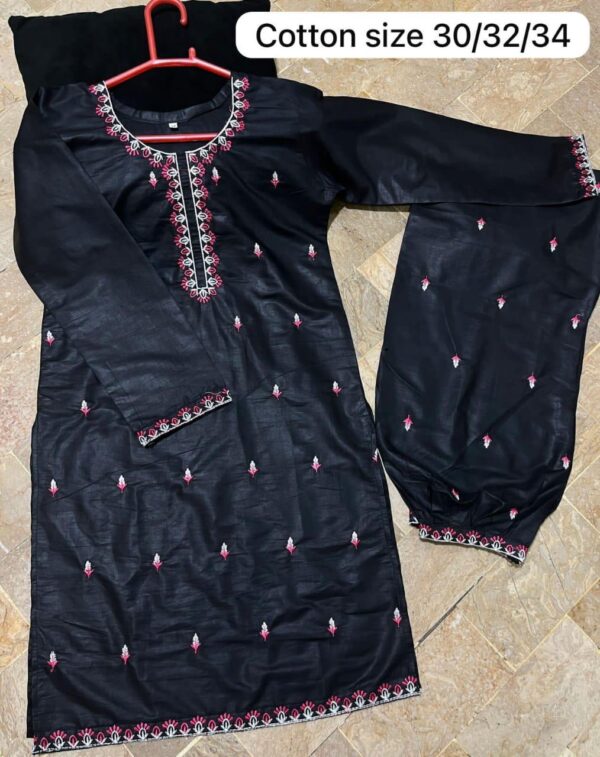 2Pcs Front Neck,Border Embroidered Shirt With Emb Trouser Kids 2Pcs - Image 14