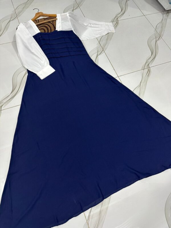 Front And Back Platted Design With White Sleeves Georgette Maxi - Image 6